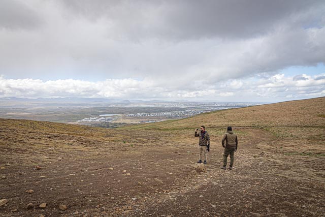Davíð A. Stefánsson og Jóhann H. Stefánsson við Gps mælingar á Úlfarsfelli