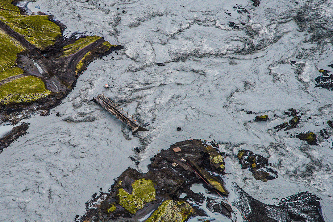 Hlaup í Skaftá 2015 séð úr lofti, brú að Skaftárdal Hlaup í Skaftá 2015 séð úr lofti, brú að Skaftárdal